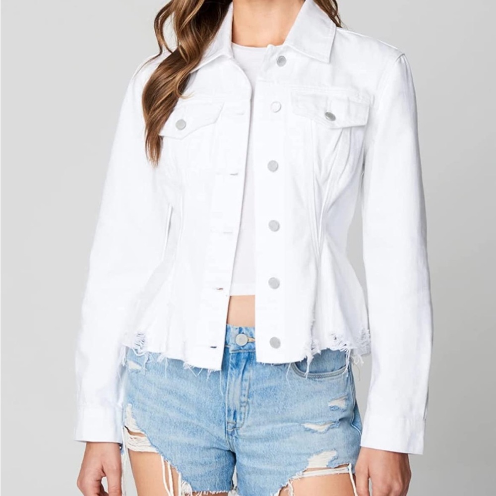 BlankNYC White Distressed Denim Trucker Jacket